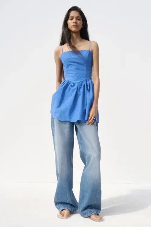 Embroidered Flared-Skirt Dress by H&M