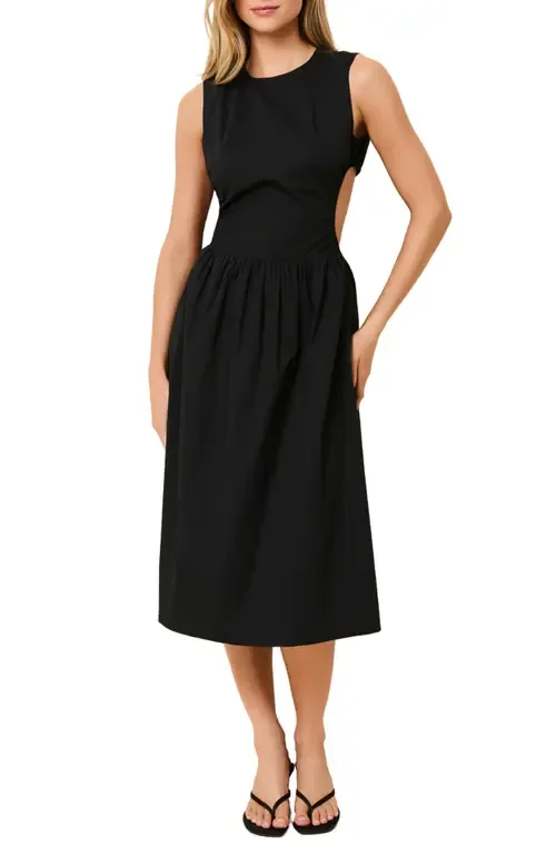 Sabine Sleeveless Open Back Stretch Cotton Poplin Sundress by Solid & Striped
