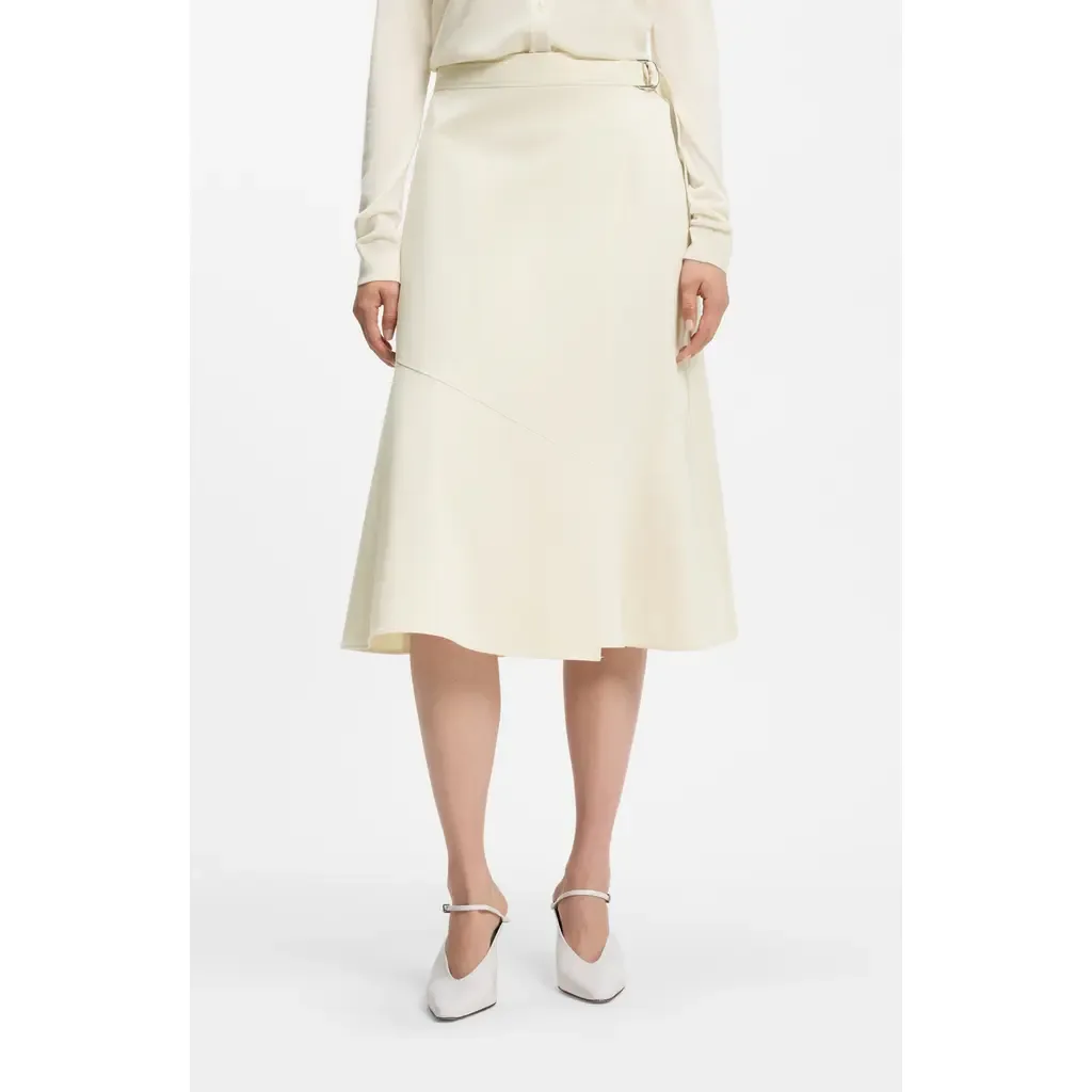 Vuleran Belted Stretch Cotton Midi Skirt by BOSS