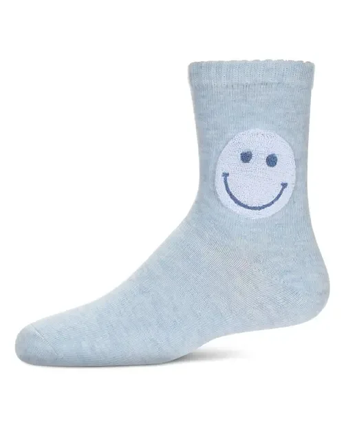 Fuzzy Smiley Face Crew Socks by MeMoi