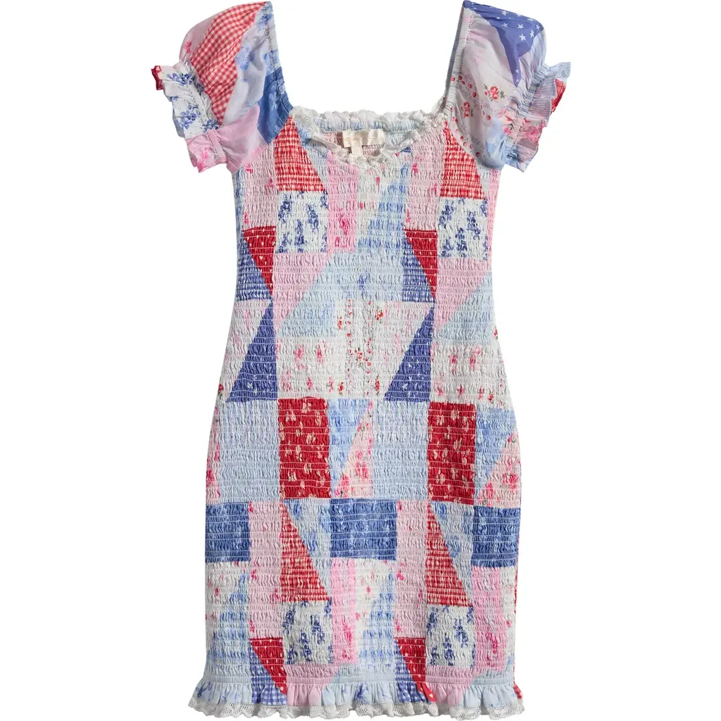 Mini Solier Smocked Patchwork Dress by LoveShackFancy