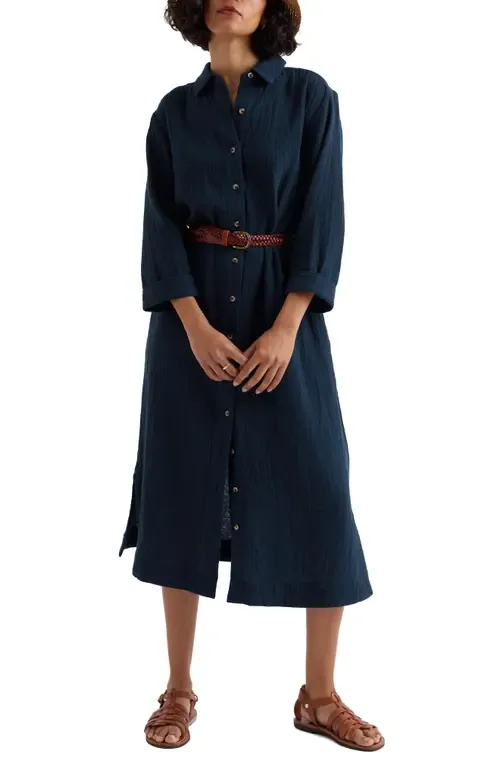 Whitsand Cove Long Sleeve Organic Cotton Gauze Shirtdress by Seasalt Cornwall
