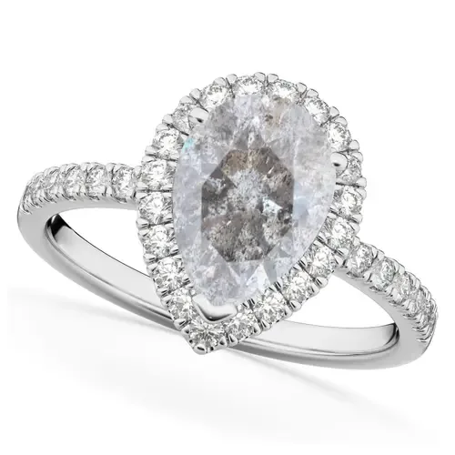 Pear Salt & Pepper Diamond & Diamond Ring 14K by ALLUREZ