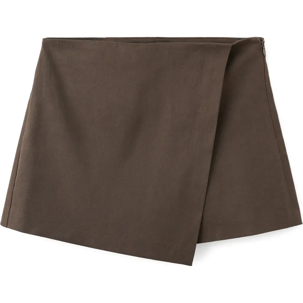 Wrap Linen & Cotton Miniskirt by MANGO