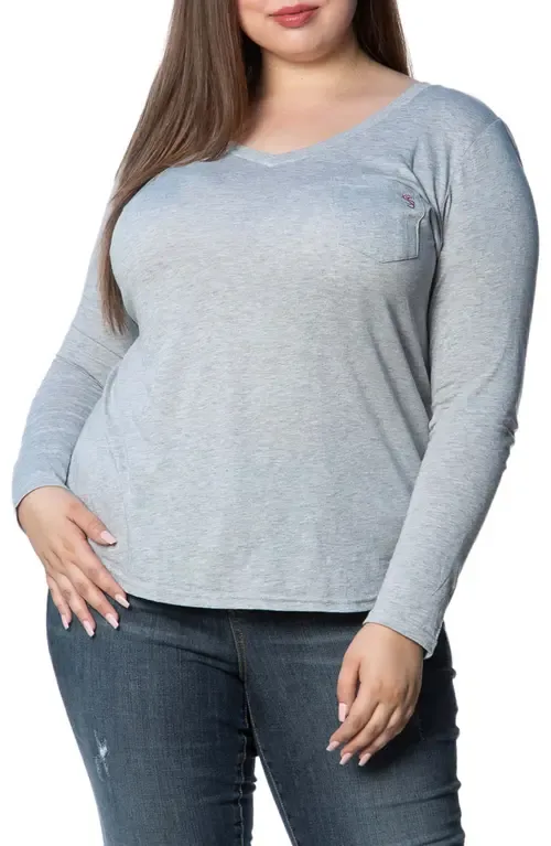 V-Neck Long Sleeve Pocket T-Shirt by SLINK Jeans
