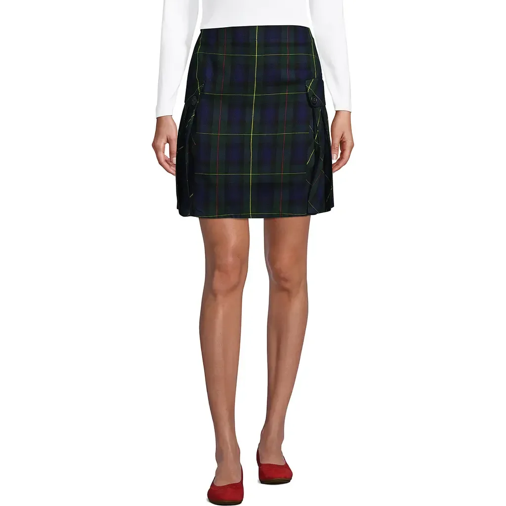 School Uniform Side Pleat Plaid Skort Above the Knee by Lands' End