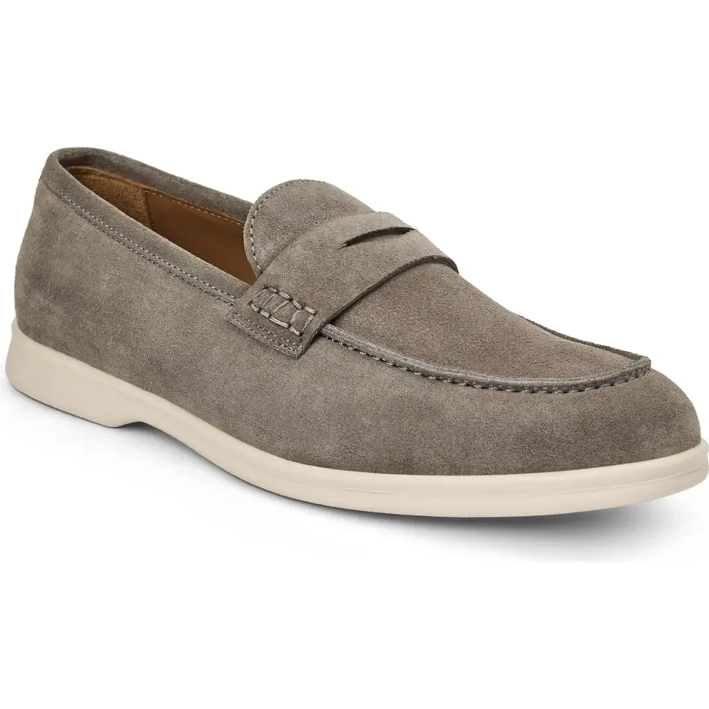 Patrizio Penny Loafer in Grey Suede
