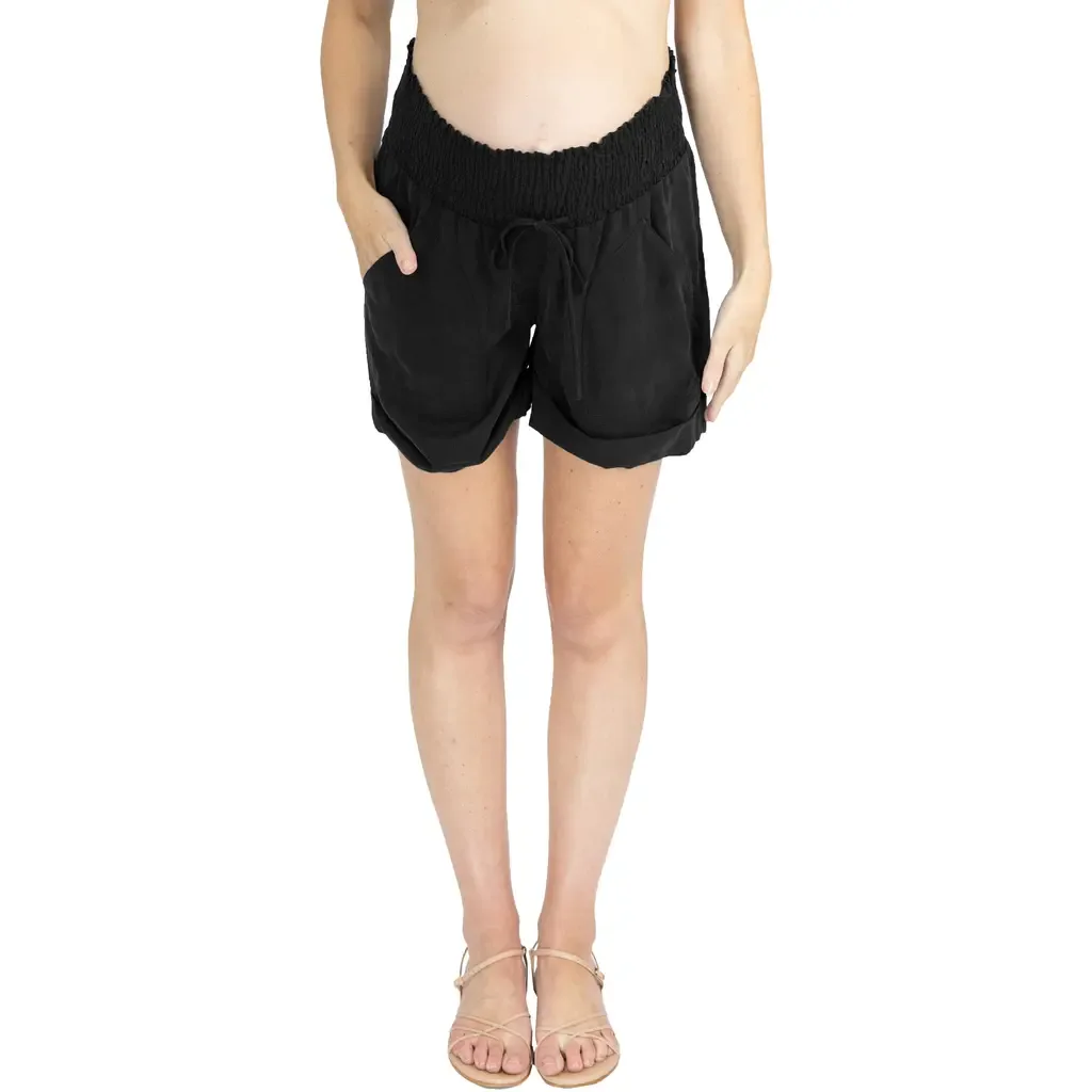 Smocked Waist Tencel® Maternity Shorts by Angel Maternity
