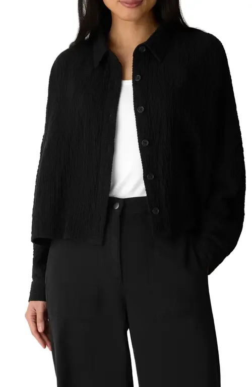 Classic Collar Cropped Jacket by Eileen Fisher