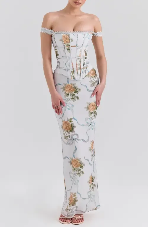 Clemmie Georgette Column Gown by HOUSE OF CB