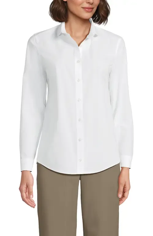 Long Sleeve Peter Pan Collar Broadcloth Shirt by Lands' End