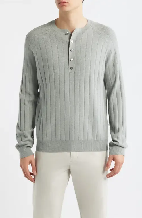 Andres Ribbed Henley Sweater by Reiss
