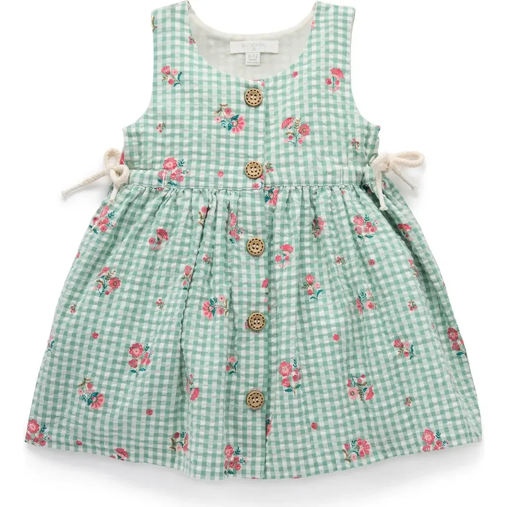 Gingham Pinnie in Frida Print by Purebaby