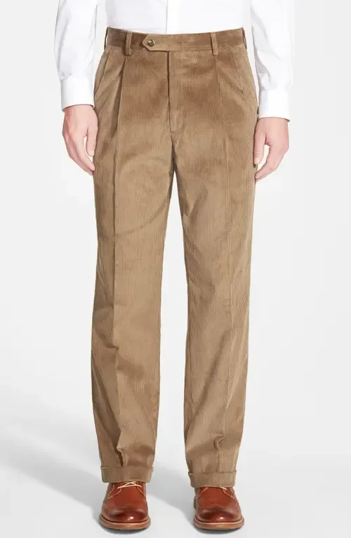 Italian 8-Wale Luxury Corduroy Pleated Trousers by Berle