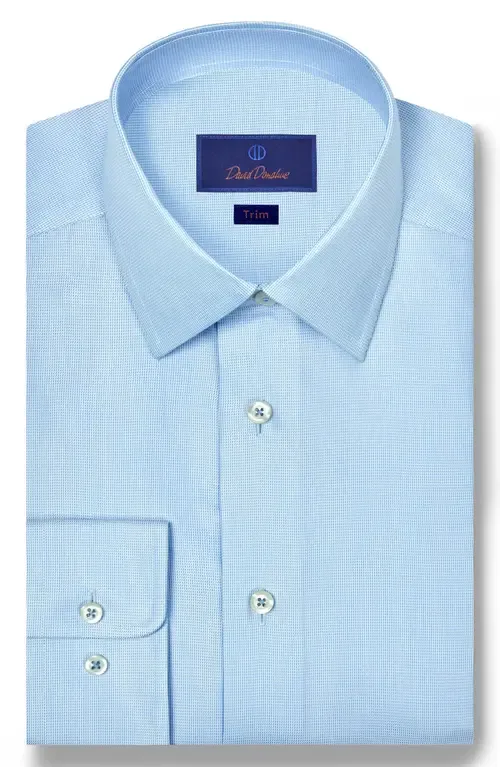 Trim Fit Cotton & Silk Dress Shirt by David Donahue