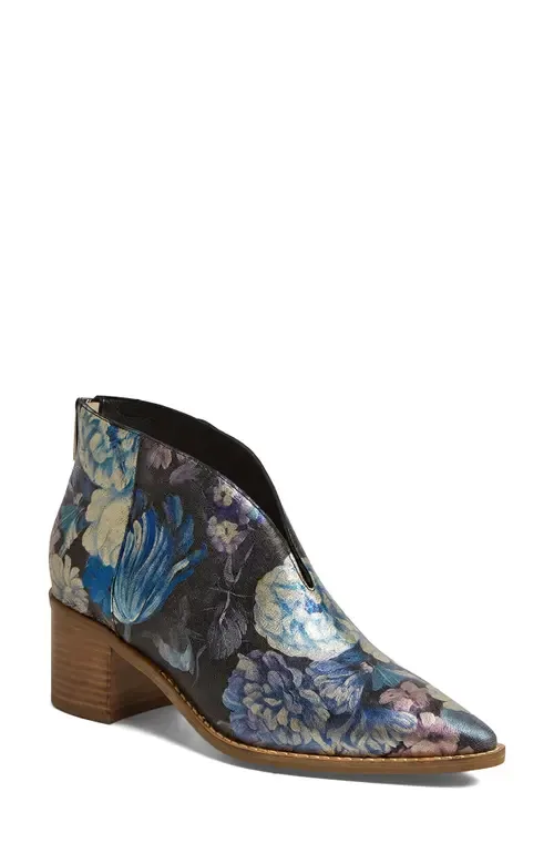 Fernada Heeled Boot in Blue Vintage Floral Leather by DJANGO AND JULIETTE