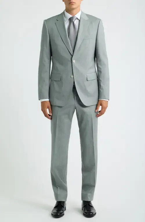 Huge Trim Fit Solid Virgin Wool Suit by BOSS