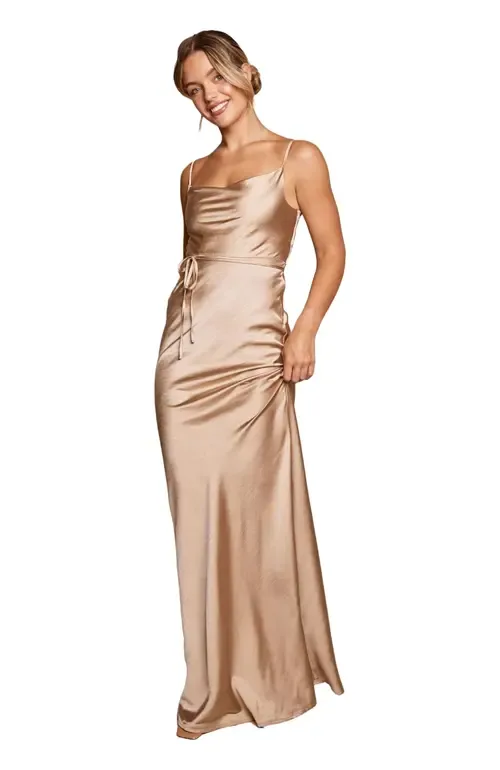 Cami Cowl Front Satin Bridesmaid Dress by Six Stories