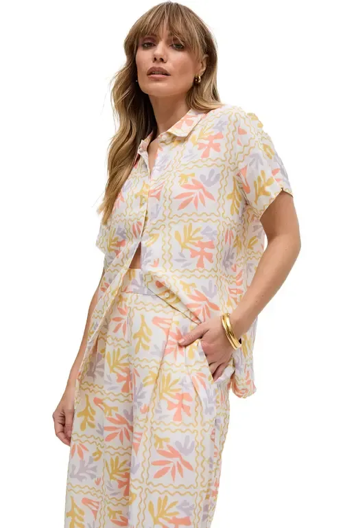 Matisse Button Down Patchwork Floral Print Shirt by Raffya