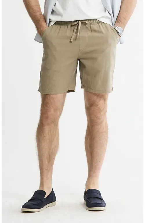 Linen Blend Drawstring Shorts by JACHS
