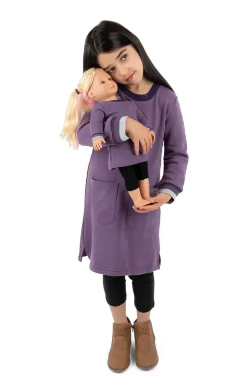 Sweatshirt Dress with Matching Doll Dress by Leveret