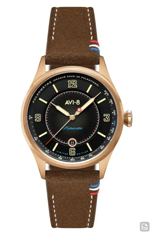 Flyboy Lafayette Automatic 110th Anniversary Limited Edition Leather Strap Watch, 42mm by AVI-8