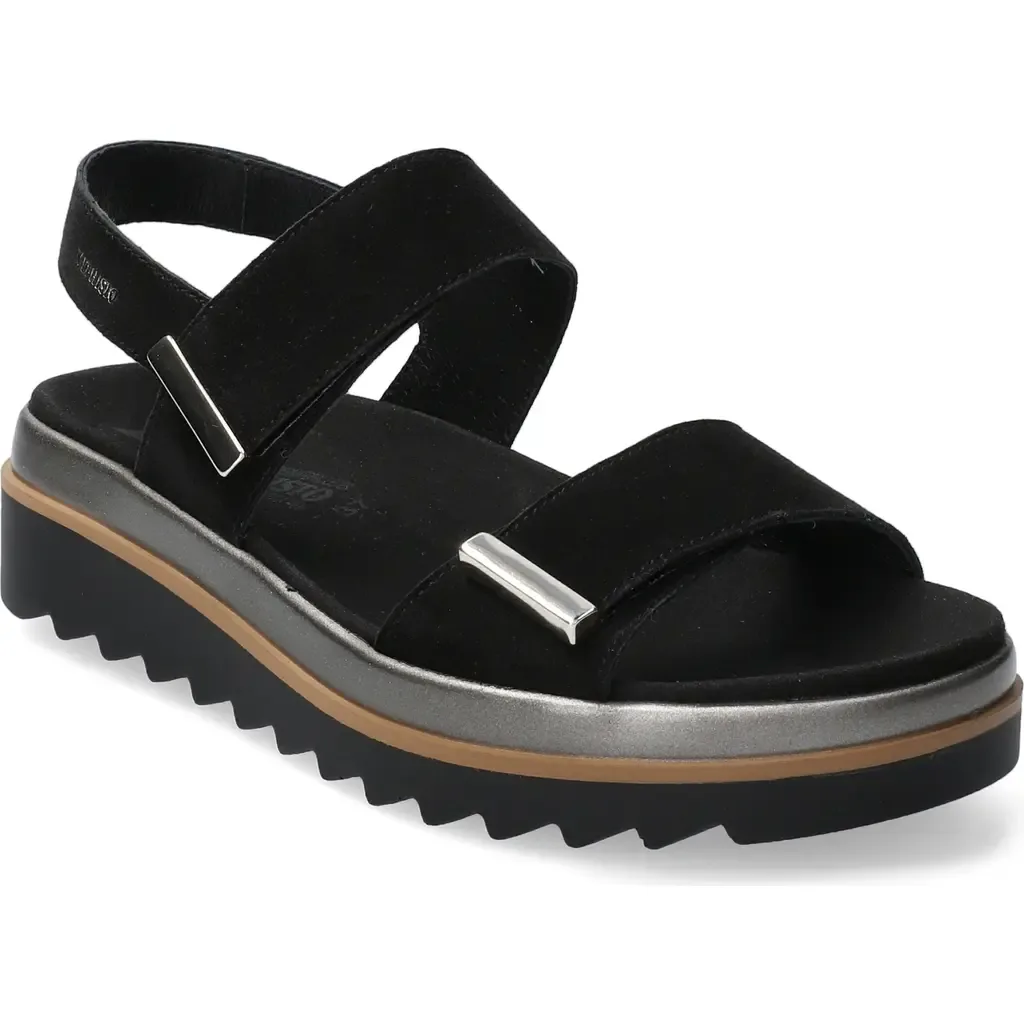 Dominica Platform Sandal in Black Velsport by Mephisto