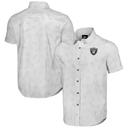NFL x Darius Rucker Collection by Fanatics Las Vegas Raiders Woven Short Sleeve Button Up Shirt by NFL X DARIUS RUCKER
