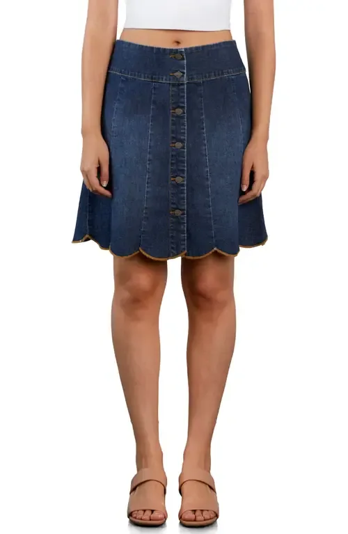 Scalloped Hem Denim Miniskirt by Wash Lab Denim