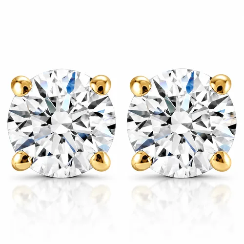 2 - 6 ct tw Round Diamond Studs in 14k Gold Lab Grown Earrings by Bliss Diamond