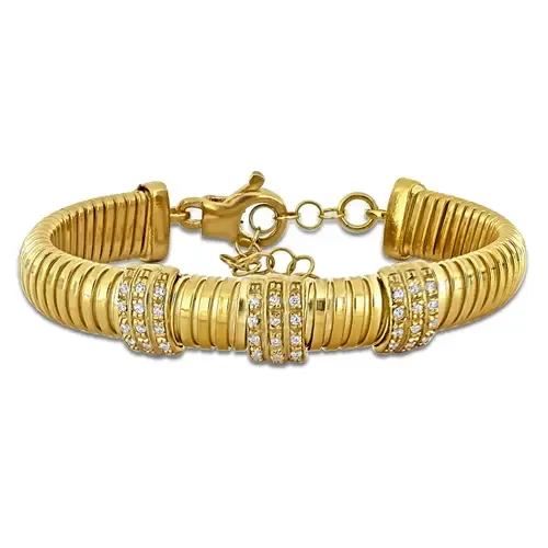Cubic Zirconia Omega Triple Row Bracelet by Julianna B.