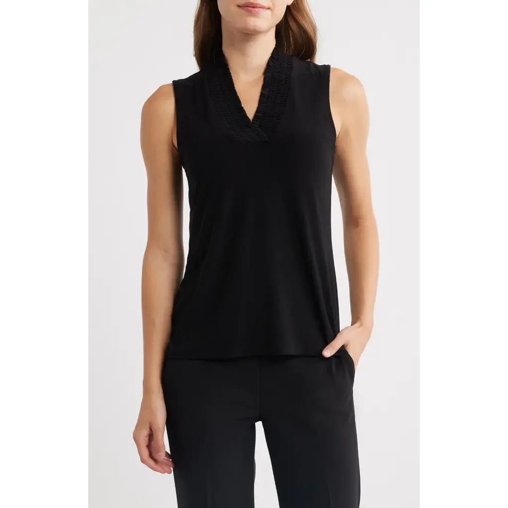 Smocked Neck Tank by Anne Klein