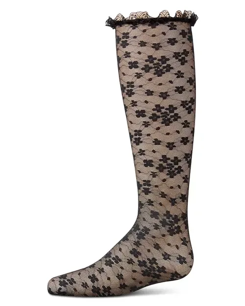 Floral Lace Mesh Knee High Sock by MeMoi