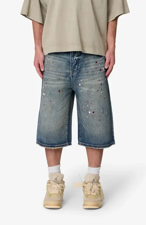 Ultrabaggy Embellished Denim Shorts by mnml