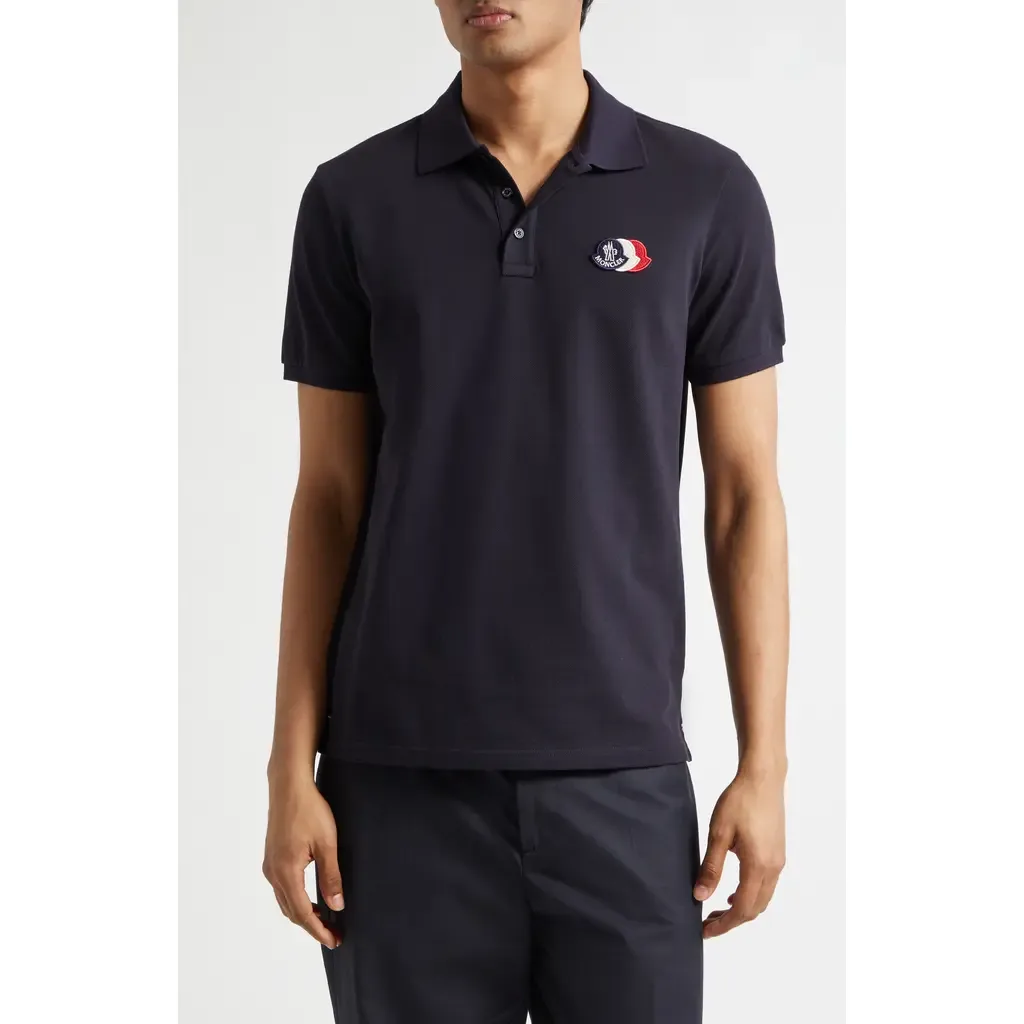 Logo Patch Cotton Polo by Moncler