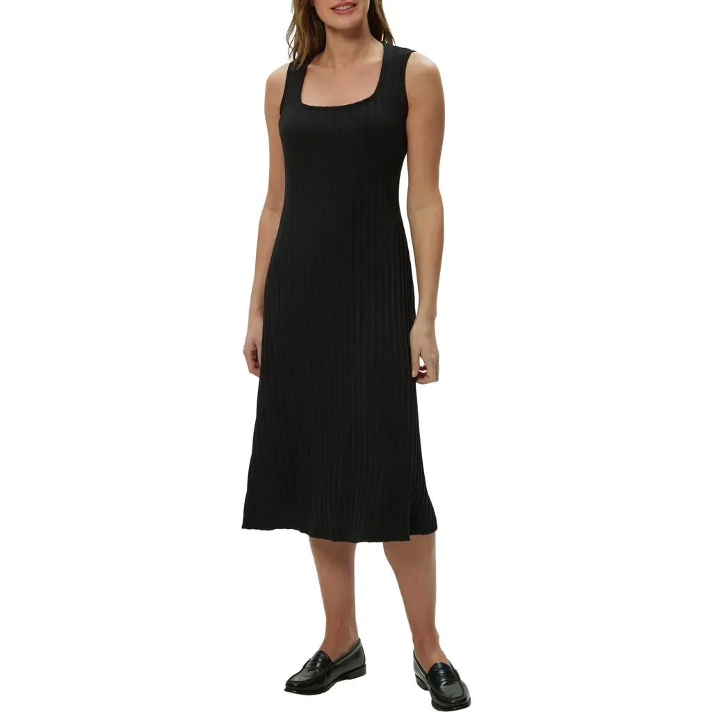 Sofia Wide Rib Sleeveless Cotton Blend Knit Midi Dress by Michael Stars