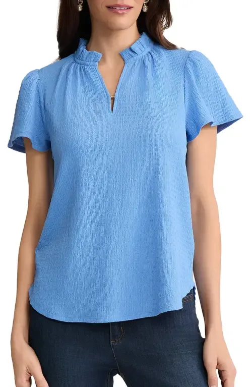 Crinkle Flutter Sleeve Top by Jones New York
