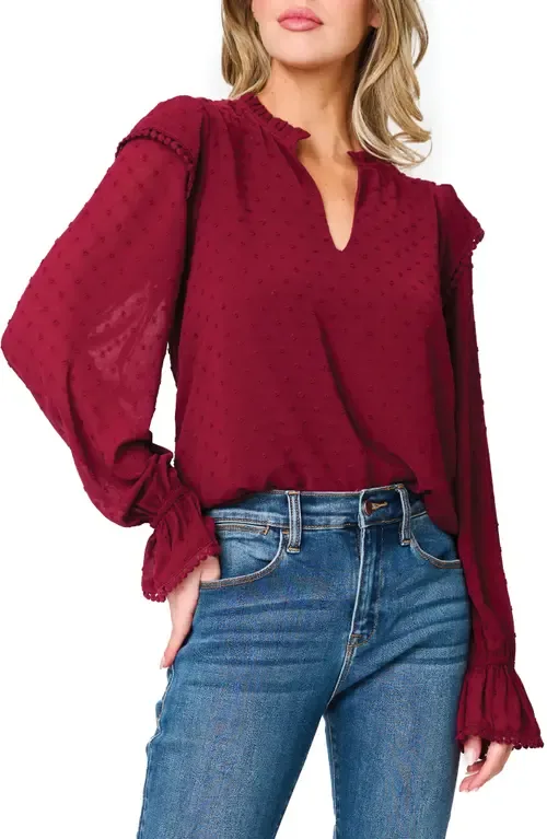 Holly Swiss Dot Ruffle Top by GIBSONLOOK