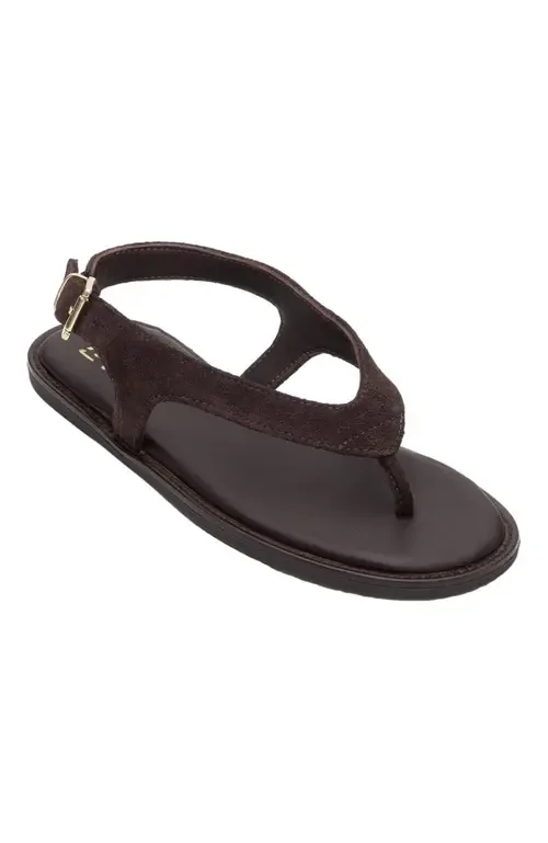 Belinda Leather Thong Sandals in Brown Suede Leather by Forever & Always Shoes