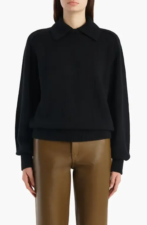 Jackson Stretch Wool & Cashmere Polo Sweater by Khaite
