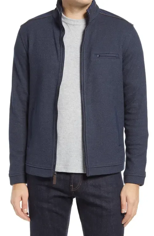 Mélange Knit Zip-Up Jacket by Johnston & Murphy