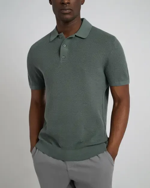 Cotton Textured Knit Polo by Onia