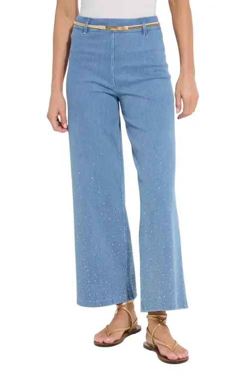 Erin Crystal Embellished Wide Leg Jeans by Lysse