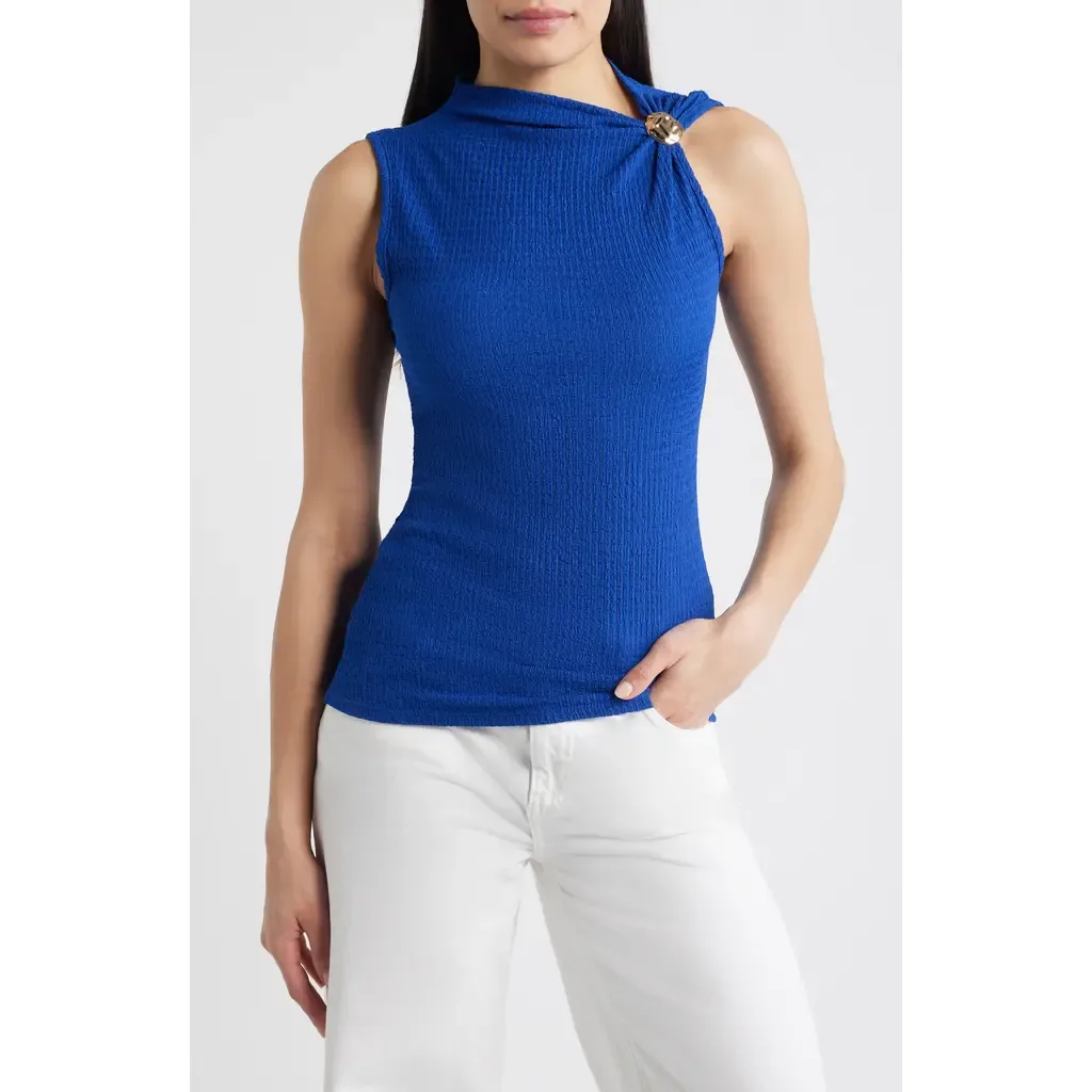 Side Twist Texture Sleeveless Top by Loveappella