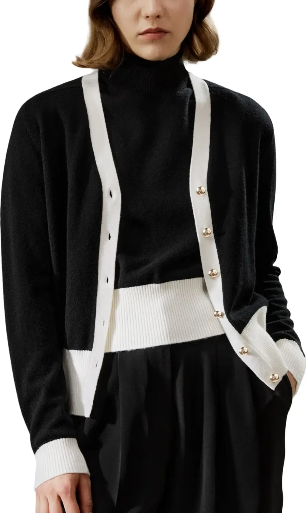 Gemini Cashmere Cardigan with Contrasting Hem