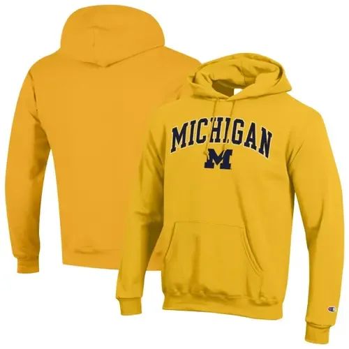 Champion Maize Michigan Wolverines Arch Over Logo Pullover Hoodie by Champion