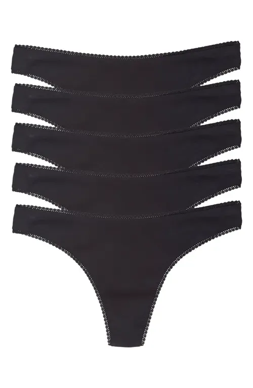 5-Pack Cabana Stretch Cotton Hip-G Thongs by On Gossamer
