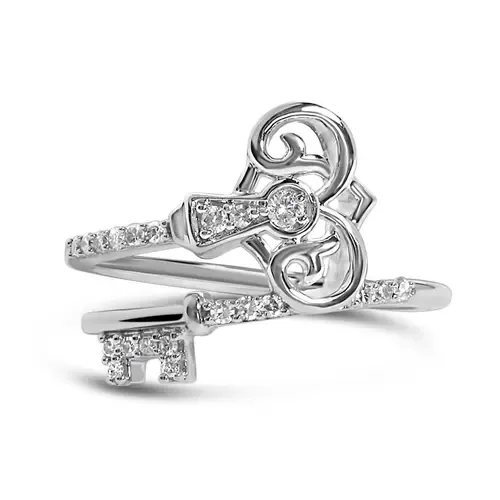 Sterling Silver 1/6 Cttw Key and Keyhole Diamond Ring by Haus of Brilliance