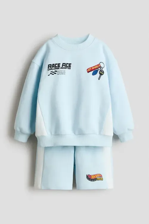 2-Piece Printed Sweatshirt and Sweatshorts Set by H&M