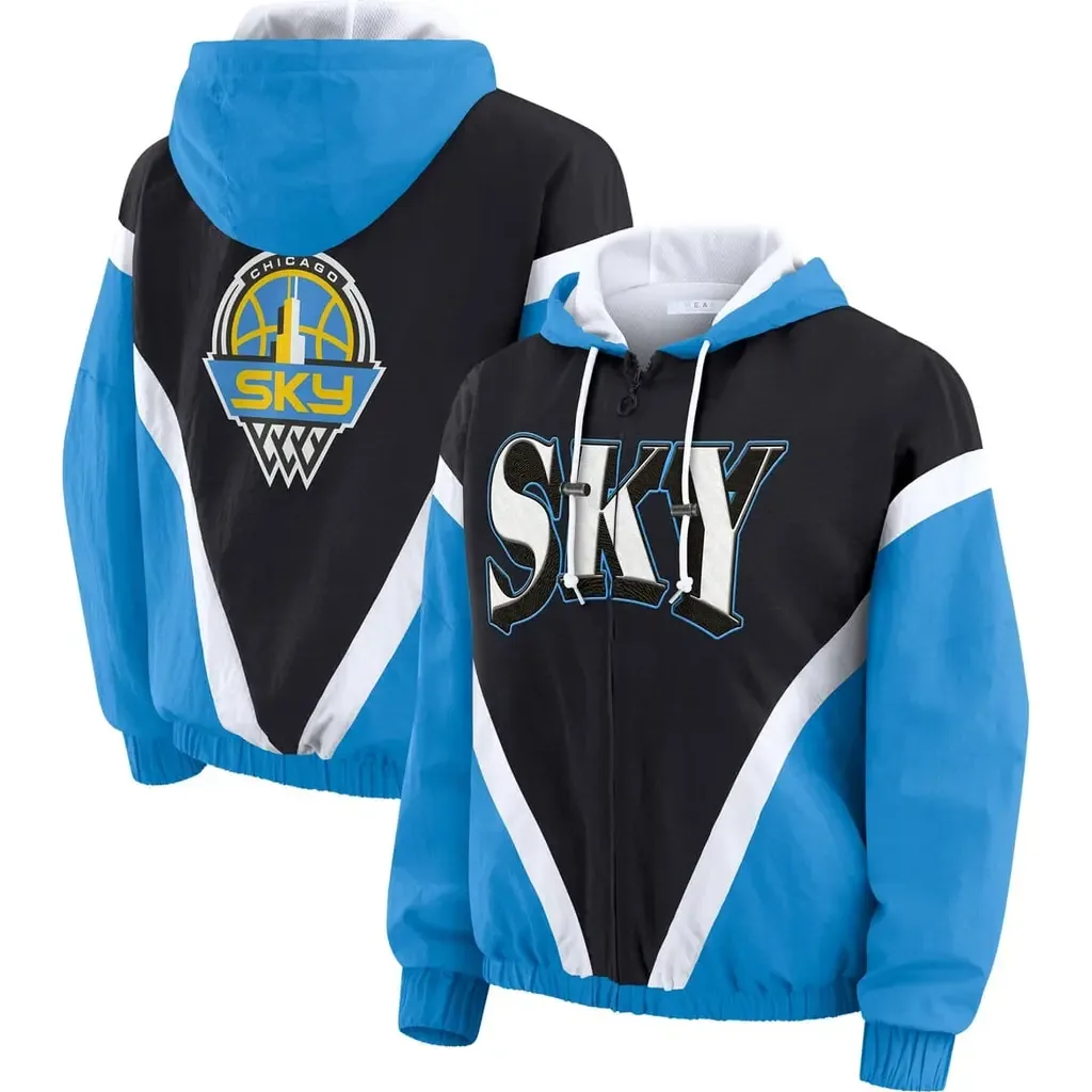 WEAR by Erin Andrews Chicago Sky Colorblock Full-Zip Hoodie Windbreaker Jacket by WEAR by Erin Andrews